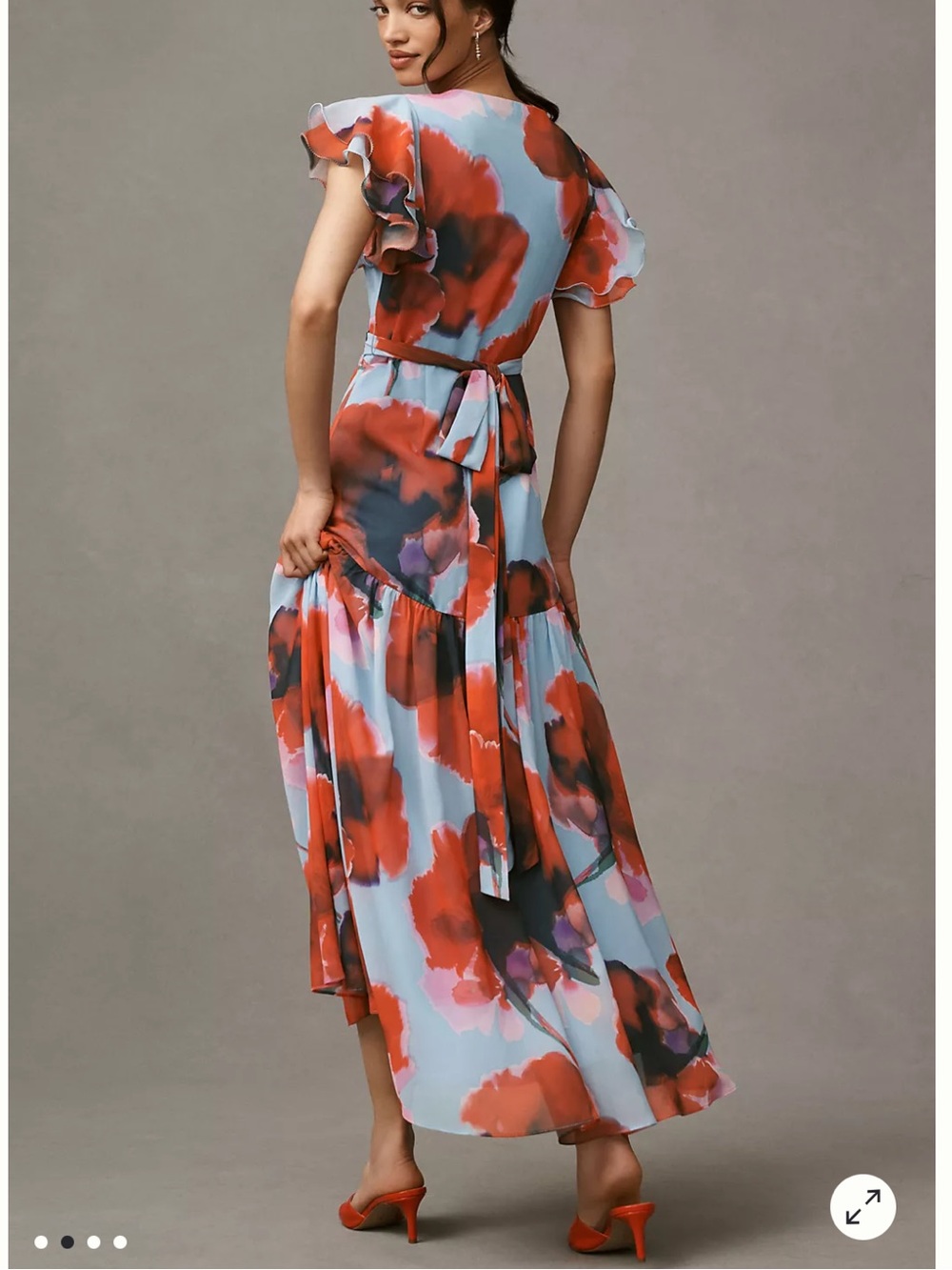 Hutch Anthropologie Zola Flutter-Sleeve Wrap Maxi Dress Size MP - Picture 2 of 13